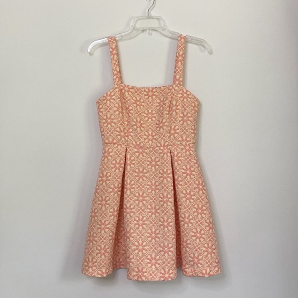 Forever 21 Pleated Fit & Flare Dress Peach Ivory